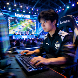 lewin乐玩明星选手‘月影’，正在比赛中快速操作，手法精湛
